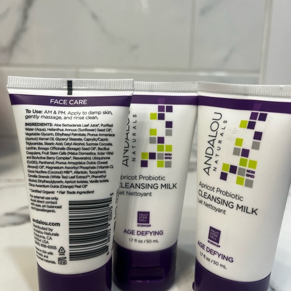 Apricot Probiotic Cleansing Milk Travel Size Andalou Naturals 1.7 oz PACK‎ of 3 - Picture 3 of 5